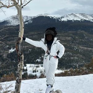 White Ski Suit with Black Accents
